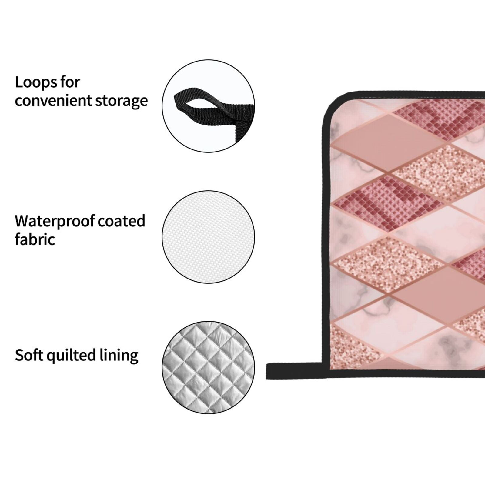 Rose Gold Marble Snakeskin Geometric 4Pcs Oven Mitts and Pot Holders Sets Oven Kitchen Gloves Hot Pads for Cooking BBQ Baking Grilling