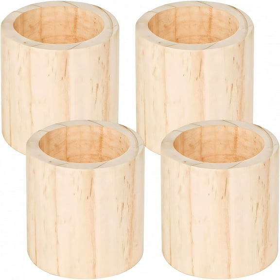 LAMIRO 4 PCS Round Wood Bed Risers,Furniture Risers Wood Grain Finish,Bed Lifts Round Shape 4 Inch Height,Sofa Table Chair Leg Elevator,Heavy Duty Support for Home Office Furniture