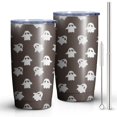 thumbnail image 2 of 20oz Tumblers Brown Halloween Ghost Pattern Stainless Steel Vacuum Insulated Double Wall Travel Tumbler Cups Mug with Lid and Straw,Cleaning Brush for Cold & Hot Drinks, 2 of 7
