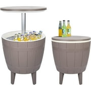 Vipush Outdoor Cooler Table, Adjustable Patio Table with Cooler, Cool Bar Table Pool Deck Patio Furniture for Party, Beer, Wine, Beverage Cooler, Garden Decor