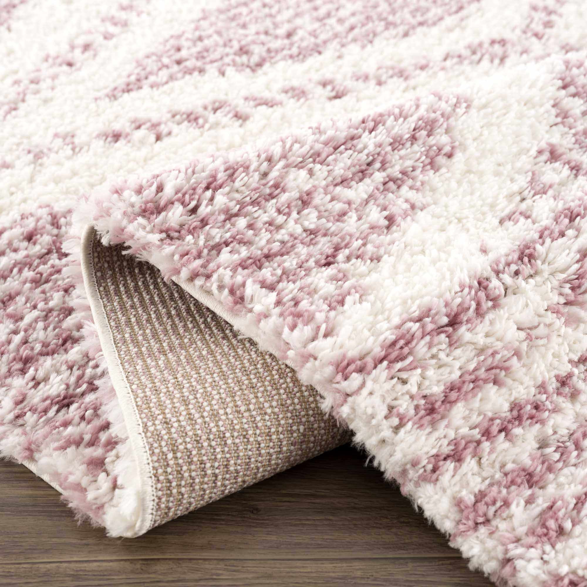 BoutiqueRugs Galaxy Boho Moroccan Geometric Shag Large Area Area Rug - High Pile Super Soft Carpet for Living Room, Bedroom - Pink, Cream, White, Blush - 7'10" x 10'3"