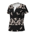 thumbnail image 2 of Naloa Japanese White Crane Print T-Shirts Short Sleeve V Neck Tees for Women Fashion Tops Trendy Lightweight Soft Casual Summer Outfits Clothes, 2 of 5