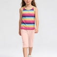 thumbnail image 2 of NAISIBABY Girls Outfit Sets, Striped Tank Tops and Capri Pants 2-Piece Summer Cotton Comfort Fashion Clothes Pink Size 3, 2 of 6