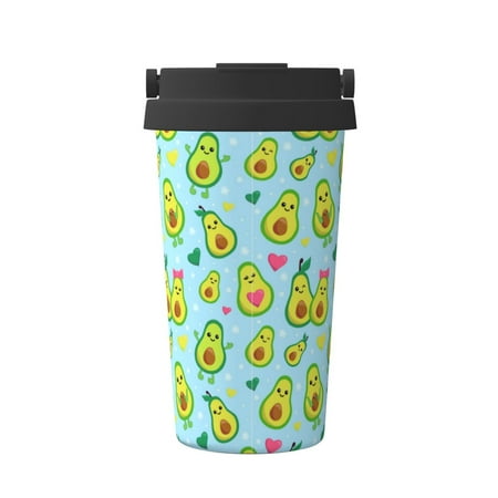 

KLL Cartoon Avocado Pattern Stainless Steel Vacuum Insulated Tumbler - Carry Insulated Coffee Mug - Reusable Insulated Cold Brew Iced Coffee Cup Thermos