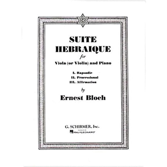 Suite Hebraique for Viola (or Violin) and Piano, (Paperback)