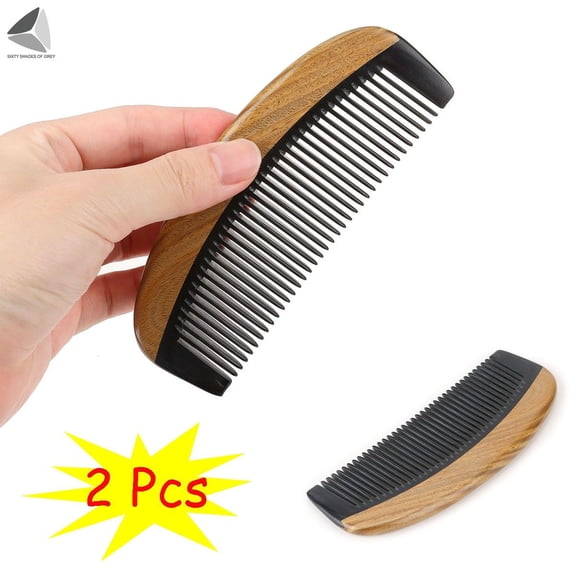 PULLIMORE 2 Pcs Natural Green Sandalwood Comb Heat-resistant Anti-static Scalp Massage Hairdressing Comb