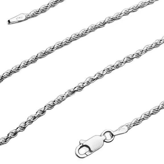 Real Solid 925 Sterling Silver Italy Rope Chain Twisted Necklace 1.8MM 16" Inch