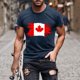 thumbnail image 1 of Tops para hombre, blusas y camisas de cuello redondo y manga corta para hombre. Camiseta de cuello redondo y manga corta con estampado de bandera canadiense para hombre. Blusa de algodón y poliéster p, 1 of 5