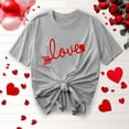 thumbnail image 1 of TIMIFIS T-Shirts à Manches Courtes de la Saint-Valentin pour Femmes Mode Décontractée Col Rond T-Shirt Imprimé Cœur d'Amour T-Shirt d'Été Ample Col Rond T-Shirts, 1 of 4