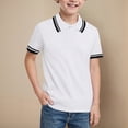 thumbnail image 2 of NIEWTR Boys Uniform Short Sleeve Polo Shirt Classic Collared Top for School and Daily（A01-Black,7-8 Years), 2 of 4
