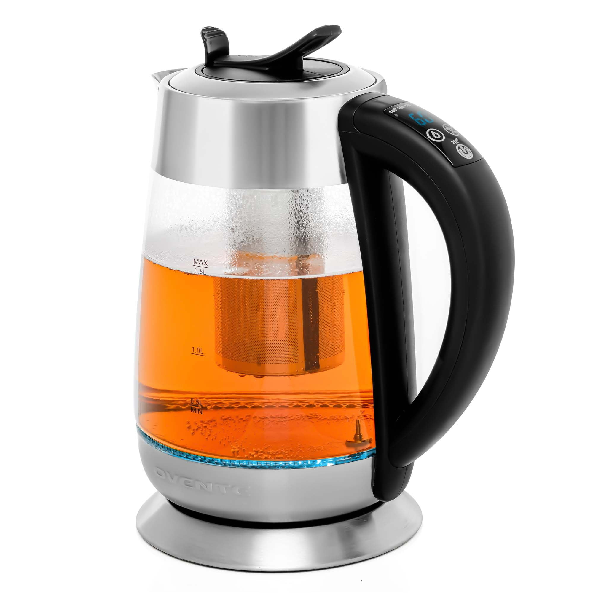 Ovente Glass Electric Tea Kettle, 1.8 Liter, Cordless, 1500W