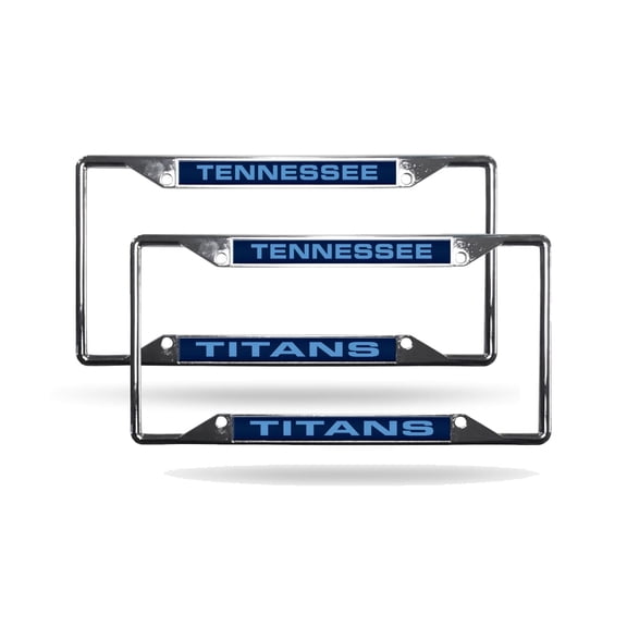 Tennessee Football Titans (Set of 2) All Corner EZ View Chrome Metal Laser Cut License Plate Frames