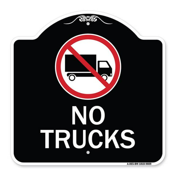 SignMission A-DES-BW-1818-9809 18 x 18 in. Designer Series Sign - No Trucks with Graphic, Black & White