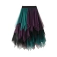 thumbnail image 2 of Krdevn Women's Color Block Tulle Midi Skirt Elastic Waist Layered Asymmetrical Casual Party Skirt,One Size, 2 of 5