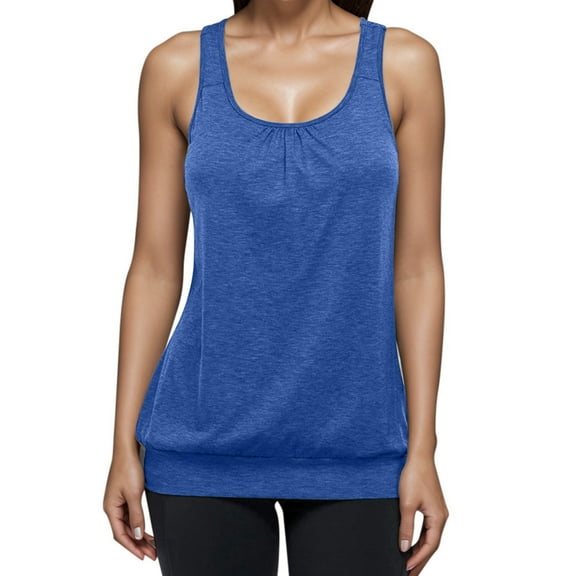 BYHONG Women's Racerback Tank Top Workout Gym Athletic Shirt Loose Sleeveless Yoga Top for Women & Fitness Womens Blouses Blue M