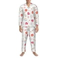 thumbnail image 3 of Naloa Red coral and scallop seashell Men’s Pajamas Set - Long Sleeve Button Down Sleep Shirt and Pajama Bottoms Sleepwear Set-, 3 of 7