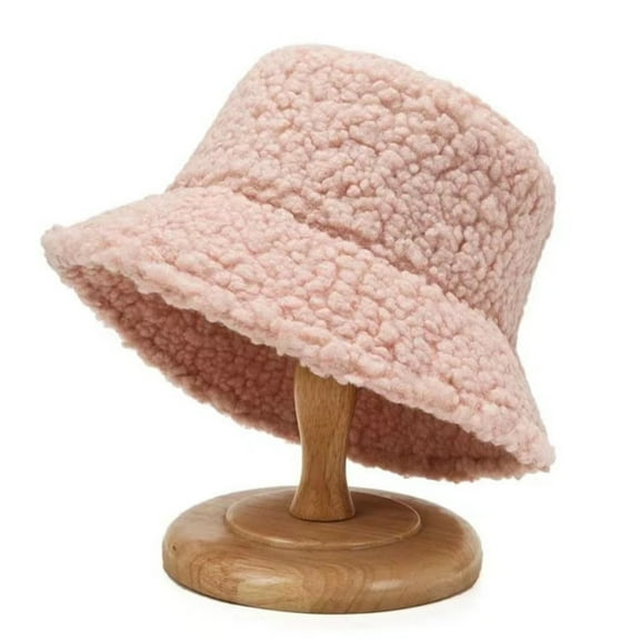 Winter Bucket Hat Warm Hats Fisherman Cap-pink