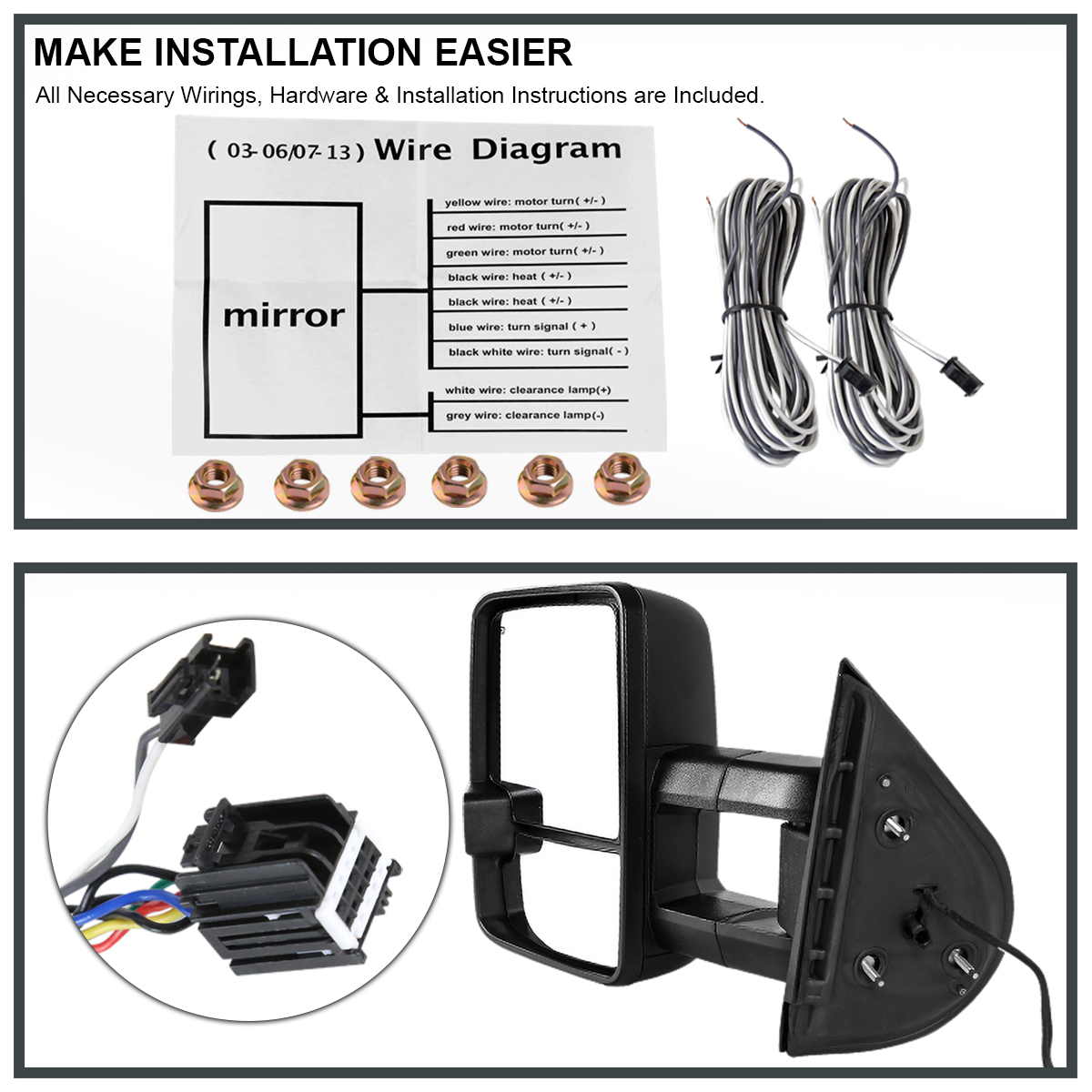 07-13 シルバラード Manual LED Arrow Smoke Signal Passenger Right Telescoping Extendable トーイングミラー RedRock Silverado 1500 Powered Heated Manual Extendable Towing