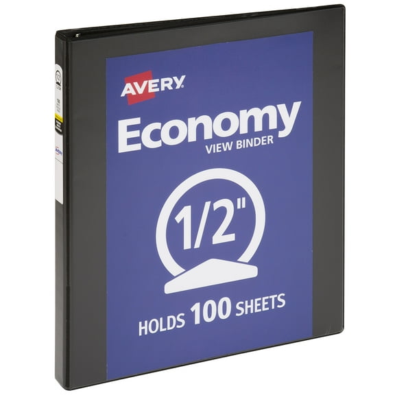 Avery Economy View Binder, 1/2" Round Rings, 100-Sheet Capacity, Black (05705)