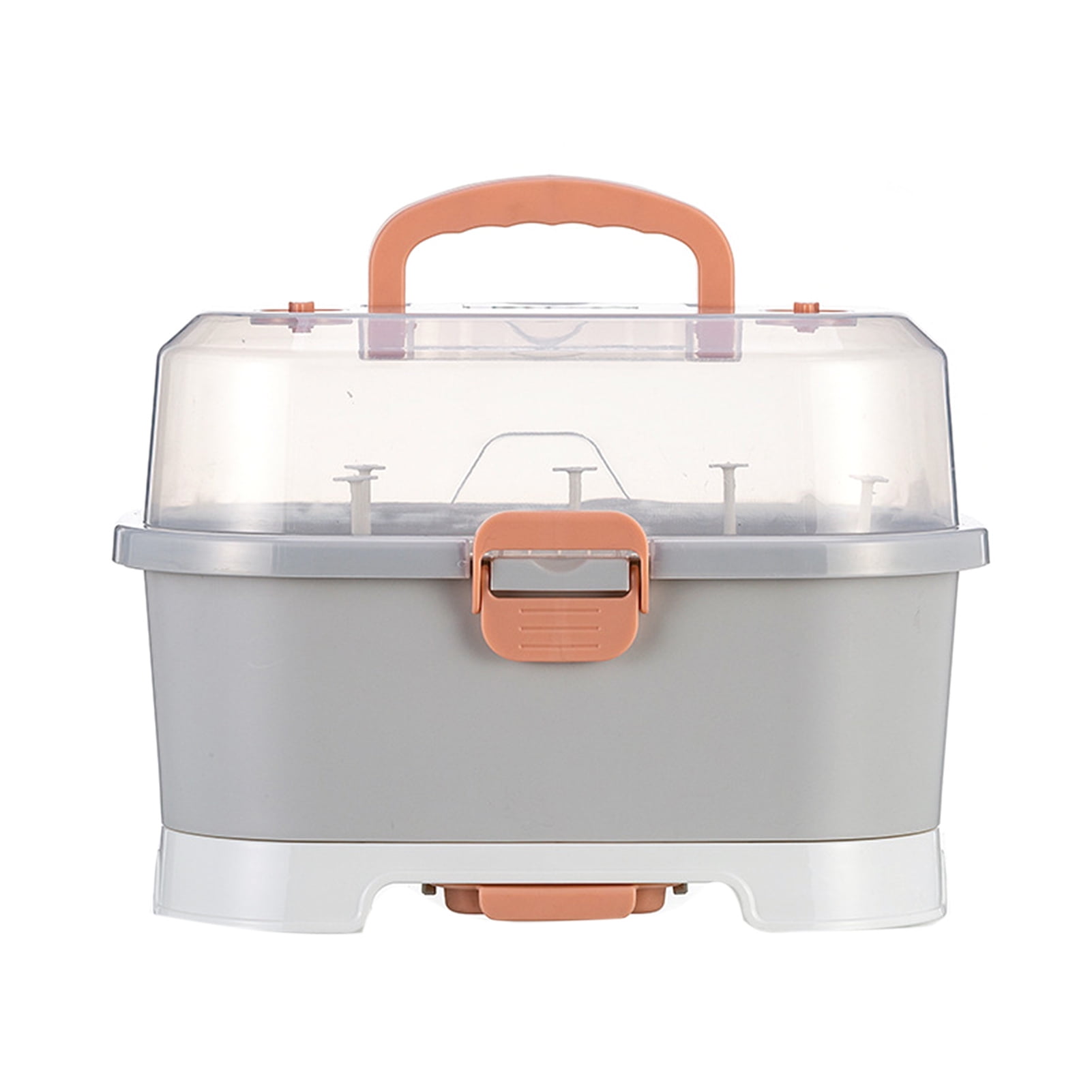 Bueautybox Baby Bottle Drying Rack Storage, Large Nursing Bottle Storage Box Organizer with Cover, Portable Kitchen Cabinet Organizer, Easy to Clean Drainer, Durable countertop Dryer