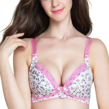 

Women Maternity Floral Breastfeeding Bra Wirefree Front Closure Push Up Nursing Bras