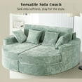 thumbnail image 5 of Harper & Bright Designs Oversized Foam Chaise Indoor Lounge, Chenille Boneless Curved Lounge Couch, Compressed Floor Single Sofa Chair with Two Cup Holders for Living Room, Green, 5 of 17