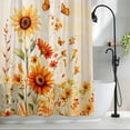 thumbnail image 2 of Retro Flower Fabric Shower Curtain Watercolor Sunflower Butterfly Washable Shower Curtains for Bathroom, Waterproof Bath Curtain with Hooks Home Decor 72x72in, 2 of 8