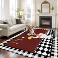 thumbnail image 3 of Red Kitchen Chef Large Area Rugs for Bedroom Living Room, Soft Non Slip Carpet Bedside Rug, Black Plaid Gourmet Food Vintage Rectangular Floor Cover Kitchen Accent Rug 5'x8' for Dining Room/Office, 3 of 9