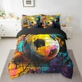 thumbnail image 2 of Homewish Kids Teenagers Sport Soccer Print Twin Bedding Sets 7-Piece,Abstract Football Gamer Bedding Comforter Set Microfiber,Watercolor Graffiti Splash Breathable Sheet Sets, 2 of 8