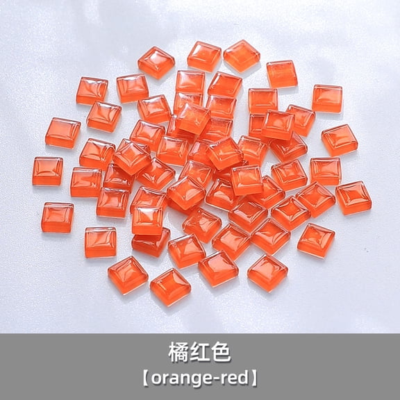 Zhuge 200 Pcs 1×1cm Square Laser-Cut Crystal Glass Mosaic Tiles, DIY Creative Art Craft Materials for Home Decor & Art Projects, Orange Red