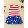 thumbnail image 3 of Biekopu Independence Day Kids Girl Dresses,Sleeveless Star Striped Layered Ruffled Casual Princess Dress, 3 of 8