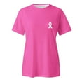 thumbnail image 4 of Cancer Awareness Shirt Pink Ribbon Cancer Support Squad T-shirts Cancer Survivor Crew Neck Tops (Hot Pink,XL, 4 of 4