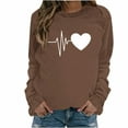 thumbnail image 1 of Bowake T-Shirts de la Saint-Valentin pour Femmes Col Rond Manches Longues T-Shirt Cœur Décontracté Mode Décontractée Chandail en Molleton Cadeaux pour Femmes, 1 of 4