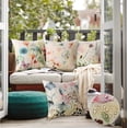 thumbnail image 5 of Set of 4 Waterproof Outdoor Decorative Throw Pillow Covers 18x18 Inch Linen Pillow Covers Square Watercolor Floral Cushion Case Garden Pillowcase for Patio Couch Tent (Butterfly and Flowers), 5 of 6