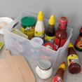 thumbnail image 4 of Organizador apilable de plástico para compartimiento de congelador y cesta de almacenamiento de refrigerador, mate transparente, 4 paquetes, 4 of 7