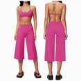 thumbnail image 2 of ZIXKCGDSE Workout Sets for Women Halter Sports Bra Matching Wide Leg Capri Pants Yoga Outfits Size S, 2 of 4
