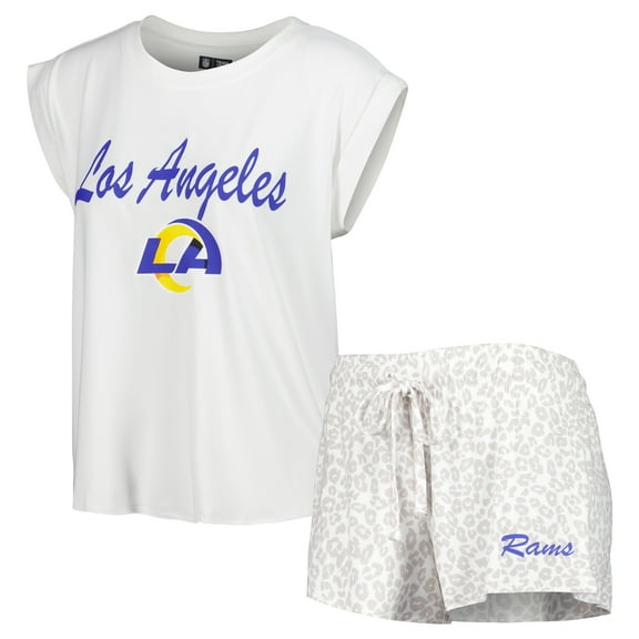 Women's Concepts Sport White/Cream Los Angeles Rams Montana Knit Top & Shorts Sleep Set