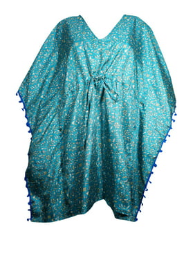 Mogul Women's Pom Pom Tassels Short Caftan Beach Bikini Coverup Dress XL