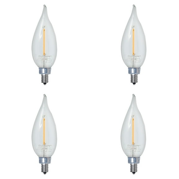 Bulbrite Pack of (4) 4.5 Watt Dimmable Clear Filament CA10 Candelabra (E12) LED Bulb - 350 Lumens, 3000K, and 90 CRI