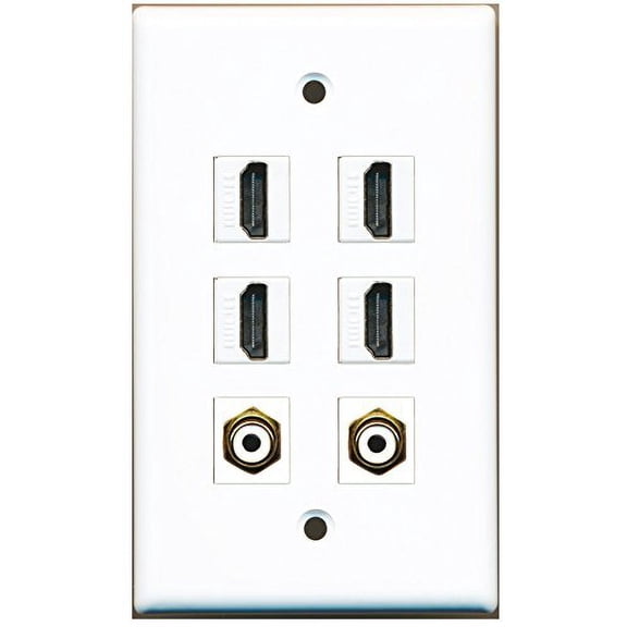 RiteAV - 4 HDMI 2 Port RCA White Wall Plate