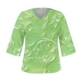 thumbnail image 4 of GaThRRgYP Women's Loose Fit Short Sleeve Blouse - Summer Comfort Top,Women's Long Sleeve Summer V Neck Sexy Casual Regular Printed Blouse Green XL, 4 of 5