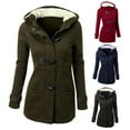 thumbnail image 4 of Yokua Womens Fashion Horn Button Fleece Thicken Coat with Hood Winter Warm Jacket, 4 of 10