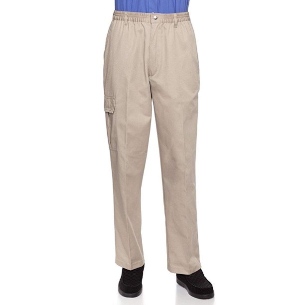 AKA AKA Wrinkle Free Men's Full Elastic Waist Twill Casual Pant Khaki