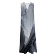 thumbnail image 4 of Moxiu Sundresses for Women Casual Beach Sleeveless Tank Dresses 2025 Vacation Plus Size Dress Button V Neck Boho Floral Midi Dress Gray,XL, 4 of 5