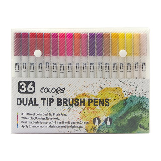 Graflsoa 36-Color Dual-Tip Brush Pens with Fine and Soft Tips for Art, Journaling, and Coloring | Ergonomic Design, Non-Toxic Ink, Organized PP Storage Box