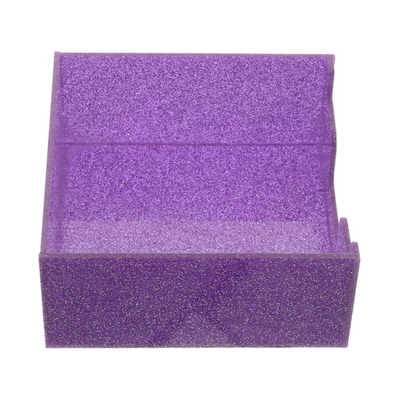 LOLIPPYY Purple Acrylic Desktop Organizer with Modern Glitter for Memo Pads and Office Accessories