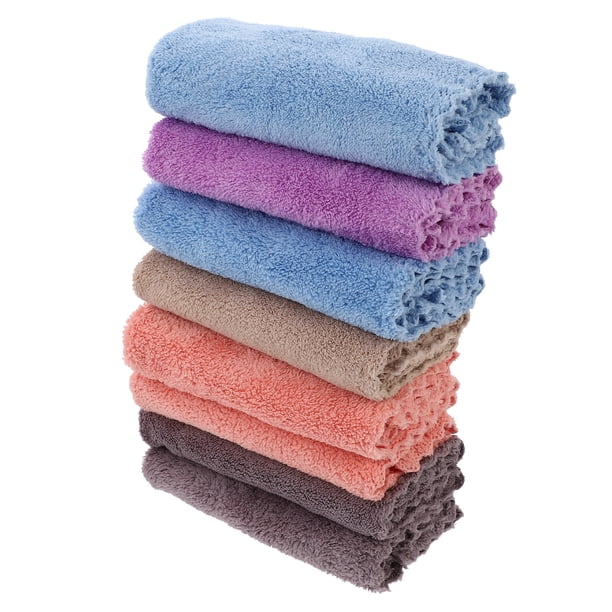 EeaseMX 8 toallas cuadradas absorbentes de vellón coral, suaves y absorbentes, toallitas faciales