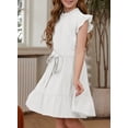 thumbnail image 5 of KISSMODA Girls Casual Midi Floral Dress Short Sleeve Holiday Party Wedding Guest Dresses for 5-13 Years, 5 of 7