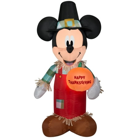 Gemmy Airblown Inflatable Mickey Holding Pumpkin Disney , 3.5 ft Tall, Orange