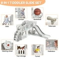 thumbnail image 2 of Roromall 8-in-1 Toddler Indoor Playground with Slide, Baby Slide Playset for Ages 1-3 Outdoor Play, Kids Slide with Basketball Hoop, Climber, Crawling Tunnel, Telescope, Toy Storage, 2 of 6